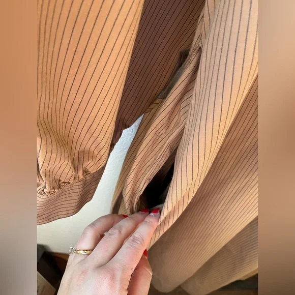 EUC Future Collective Belted Maxi Shirtdress Tan/ Black Striped (Size:L) - Picture 14 of 16